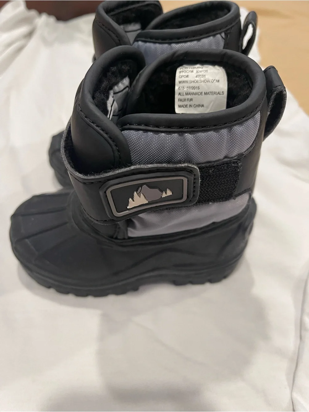 Kids Waterproof Black Snow Boots with Adjustable Strap